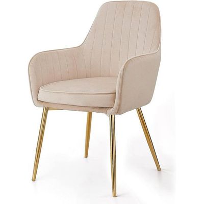 Wooden Twist Velour Modern Cafe Dining Chair Metal Legs