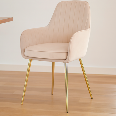Velour Modern Cafe Dining Chair Metal Legs