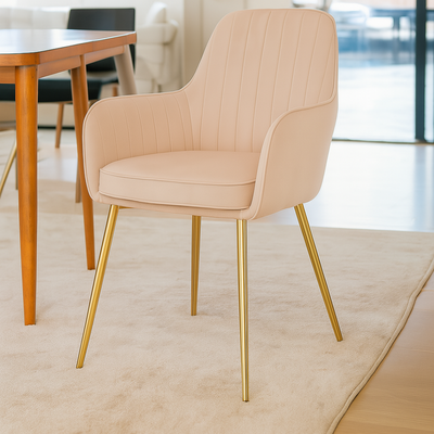 Velour Modern Cafe Dining Chair Metal Legs
