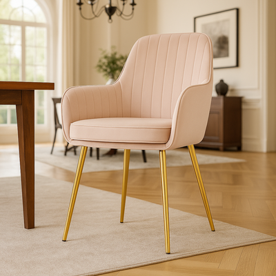 Velour Modern Cafe Dining Chair Metal Legs
