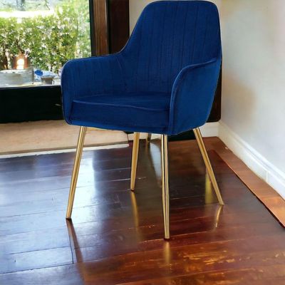 Wooden Twist Velour Modern Cafe Dining Chair Metal Legs