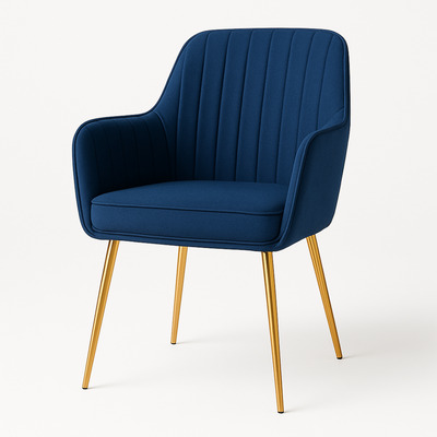 Velour Modern Cafe Dining Chair Metal Legs