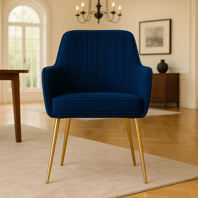 Velour Modern Cafe Dining Chair Metal Legs