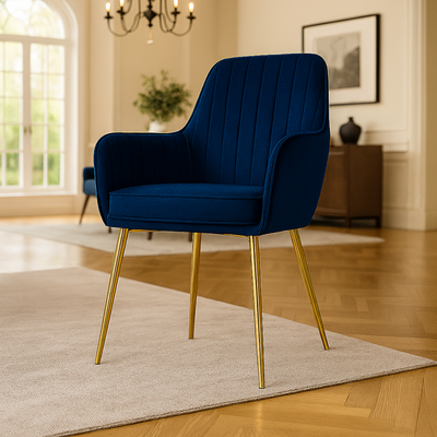 Velour Modern Cafe Dining Chair Metal Legs
