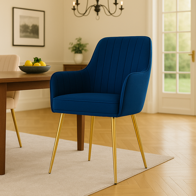 Velour Modern Cafe Dining Chair Metal Legs