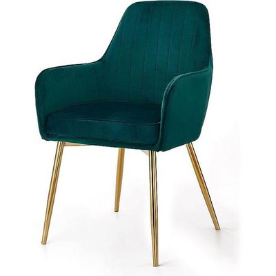 Wooden Twist Velour Modern Cafe Dining Chair Metal Legs