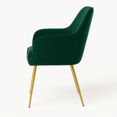 Velour Modern Cafe Dining Chair Metal Legs