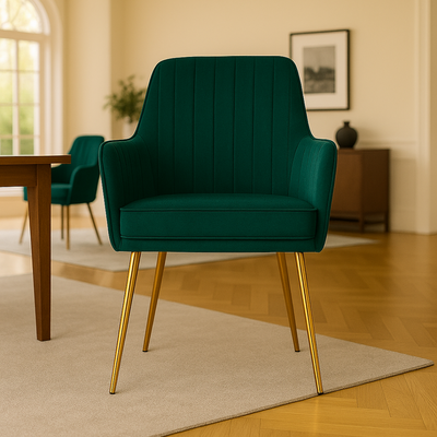 Velour Modern Cafe Dining Chair Metal Legs