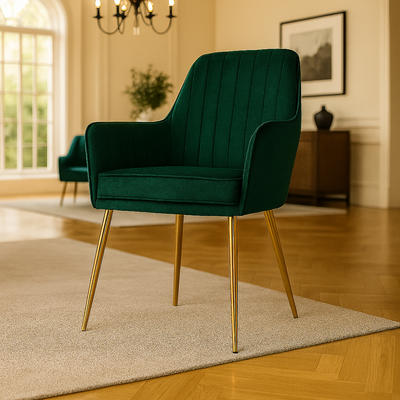 Velour Modern Cafe Dining Chair Metal Legs
