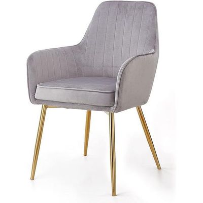 Wooden Twist Velour Modern Cafe Dining Chair Metal Legs