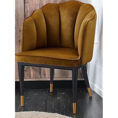 Wooden Twist Fuzzy Modern Cafe Dining Chair Metal Legs