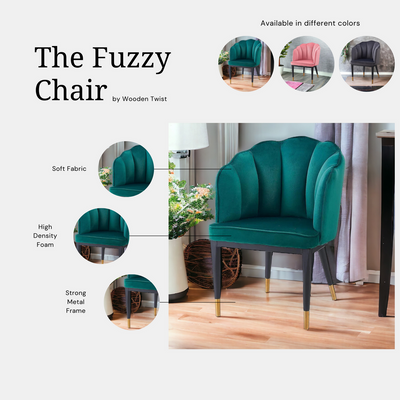 Wooden Twist Fuzzy Modern Cafe Dining Chair Metal Legs
