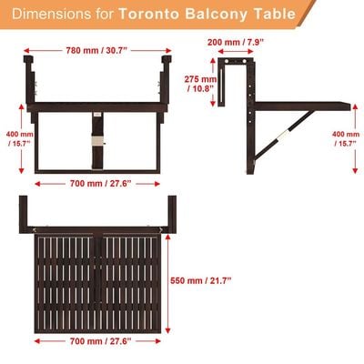 Toronto Balcony Table , Espresso
