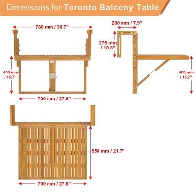 Toronto Balcony Table , Golden Teak