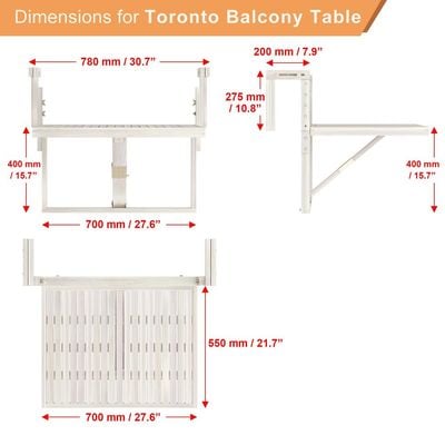 Toronto Balcony Table , Organic White