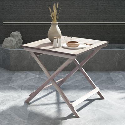 طاولة سيدني قابلة للطي 75x75x73 سم (سطح طاولة FJ) - أبيض أورجانيك