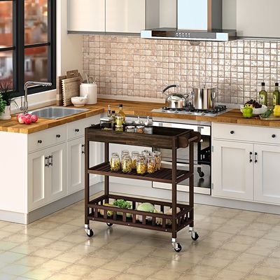 Holger kitchen cart with tray 799x349x850 mm Espresso