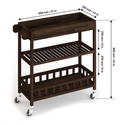 Holger kitchen cart with tray 799x349x850 mm Espresso