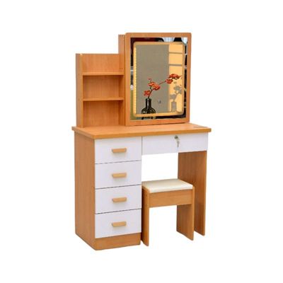 Modern Wooden Dressing Table With Mirror |Dressing Makeup Desk With Storage | Modern Design Bedroom Furnitures With 5 Drawers one sitting Stool
