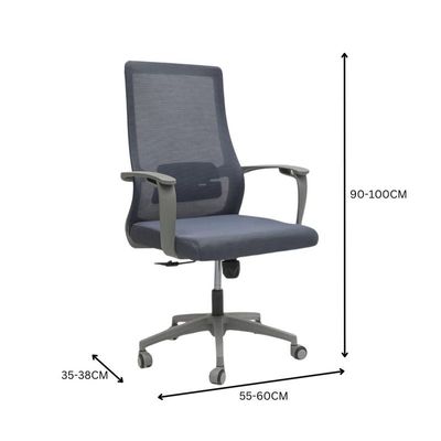 Height-adjustable Sleek Executive Office Chairs for Laptop Computer Workstation at Home (Ultimate High Back Ergonomic Grey