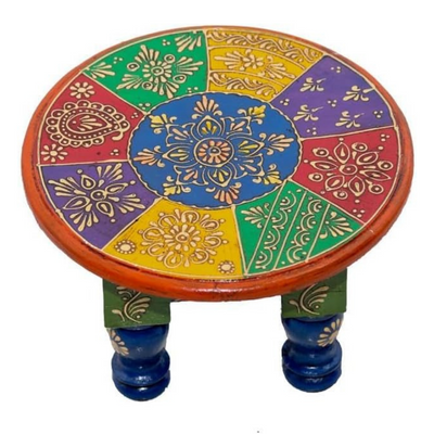 Quesera Premium Quality Wooden Decorative Hand Painted  Multicolor Stool.