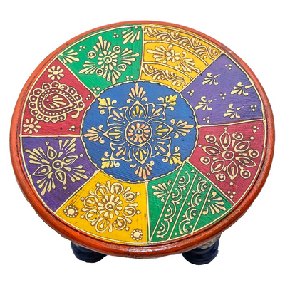 Quesera Premium Quality Wooden Decorative Hand Painted  Multicolor Stool.