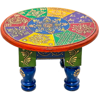 Quesera Premium Quality Wooden Decorative Hand Painted  Multicolor Stool.