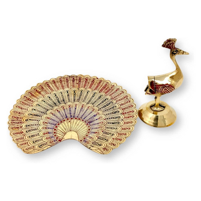 QUESERA Brass Peacock Statue / Figurine - Shelf Decor Accents,  Decor accents - Small Statues Decor for Shelves.