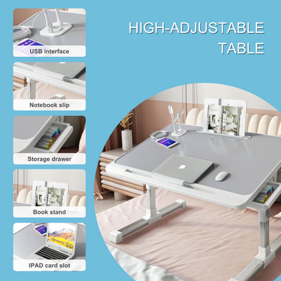 Quesera Laptop Bed Tray Desk,Portable Laptop Table Bed with Drawer and Adjustable Height.