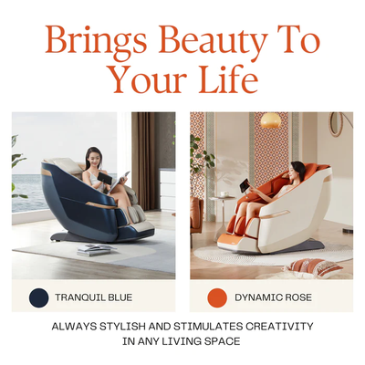 Rotai Jimny 2-in-1 rocking massage chair in a calming blue, designed with 22 auto wellness massage programs specifically catering to mothers. Royal Blue