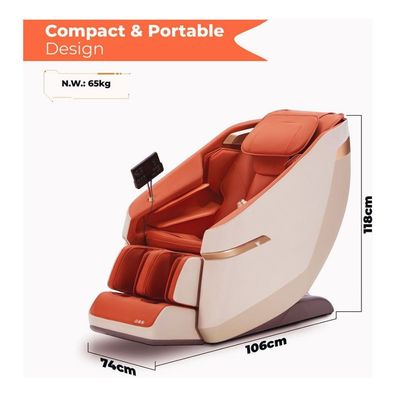 Rotai Jimny 2-in-1 rocking massage chair in a calming blue, designed with 22 auto wellness massage programs specifically catering to mothers. Orange