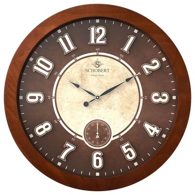 Wooden Clock 6138 with Large Numbers in Italian Design 