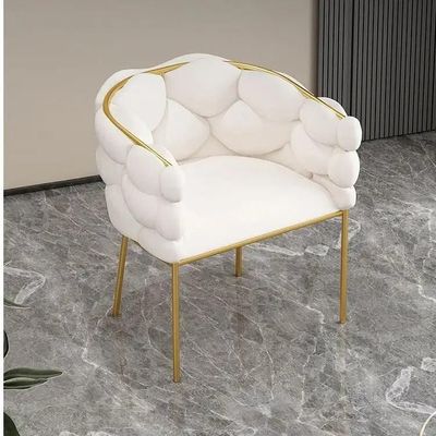 Wooden Twist Bubble Design Metallic Legs Soft Comfortable Holland Fabric Armrest Chair For Living Room