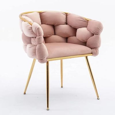 Wooden Twist Bubble Design Metallic Legs Soft Comfortable Holland Fabric Armrest Chair For Living Room