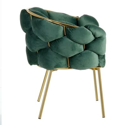 Wooden Twist Bubble Design Metallic Legs Soft Comfortable Holland Fabric Armrest Chair For Living Room