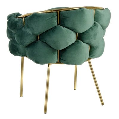 Wooden Twist Bubble Design Metallic Legs Soft Comfortable Holland Fabric Armrest Chair For Living Room