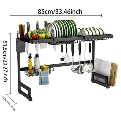 Over the Sink Stainless Steel Dish Rack Dish Drainer Drying Dryer Rack Holder with Draining Board Chopsticks Holder for Kitchenware