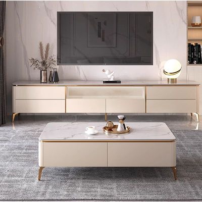  200cmMaple Home Modern Cabinet Table TV Stand Length Golden Metal Legs Living Indoor Furniture 