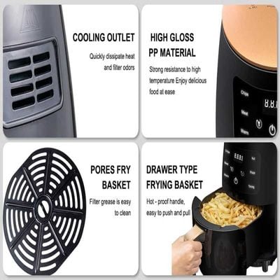 Air Fryer Intellect Screen Contact Control Silver Crest Air Fryer Multi functional Oil-Free Healthy Air Fryer Intelligent Timing Temperature Resistant Air Fryer Electric