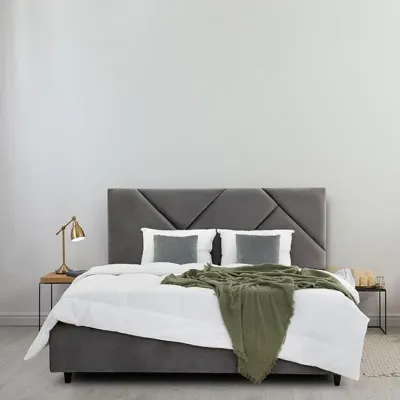 Galaxy Tufted Upholstered Velvet Platform Bed Modern Design Single Size 190x90