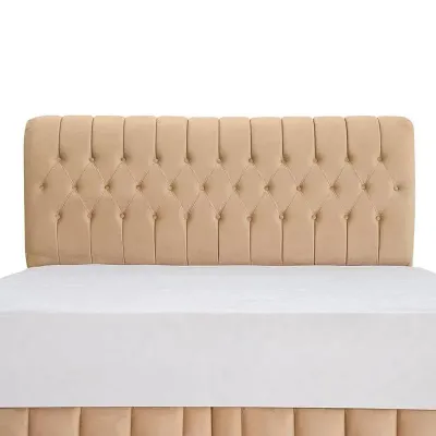 Cyra Button Tufted Upholstered Velvet Platform Bed Modern Design Single Size 190x90