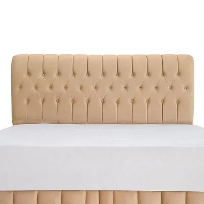 Cyra Button Tufted Upholstered Velvet Platform Bed Modern Design Single Size 200x90