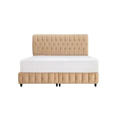 Cyra Button Tufted Upholstered Velvet Platform Bed Modern Design Single Size 200x100