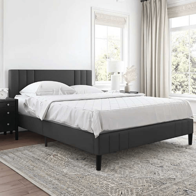Linen Upholstered Bed Queen Size 190x150