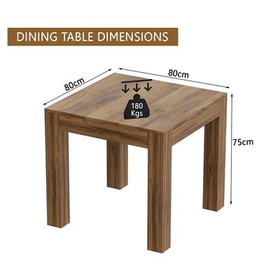 Mahmayi Modern 2-Seater Wooden Dining Table for Kitchen, Dining & Living Room - 80cm, Dark Hunton Oak Finish - Stylish Furniture for Compact Spaces or Apartments
