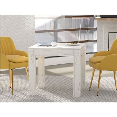Mahmayi Modern 2-Seater Wooden Dining Table for Kitchen, Dining & Living Room - 80cm, White Levanto Marble Finish - Stylish Furniture for Compact Spaces or Apartments