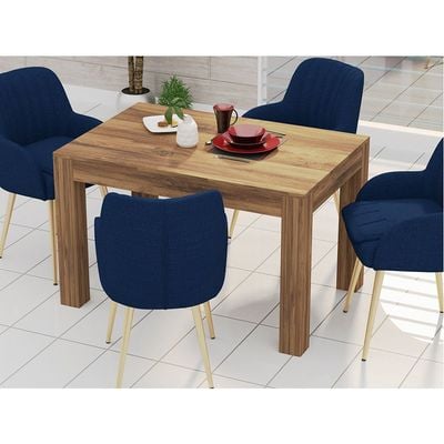 Mahmayi Modern 4-Seater Wooden Dining Table for Kitchen, Dining & Living Room - 120cm, Dark Hunton Oak Finish - Stylish Furniture for Compact Spaces or Apartments