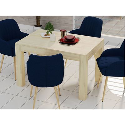 Mahmayi Modern 4-Seater Wooden Dining Table for Kitchen, Dining & Living Room - 120cm, Natural Davos Oak Finish - Stylish Furniture for Compact Spaces or Apartments
