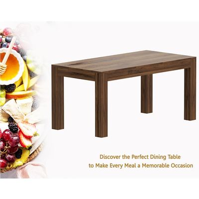 طاولة طعام خشبية حديثة مكونة من 6 مقاعد من Mahmayi للمطبخ وغرفة الطعام وغرفة المعيشة - 160 سم، لمسة نهائية من خشب البلوط الداكن - أثاث أنيق للمساحات الصغيرة أو الشقق