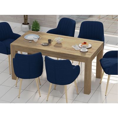 Mahmayi Modern 6-Seater Wooden Dining Table for Kitchen, Dining & Living Room - 160cm, Vintage Santa Fe Oak Finish - Stylish Furniture for Compact Spaces or Apartments